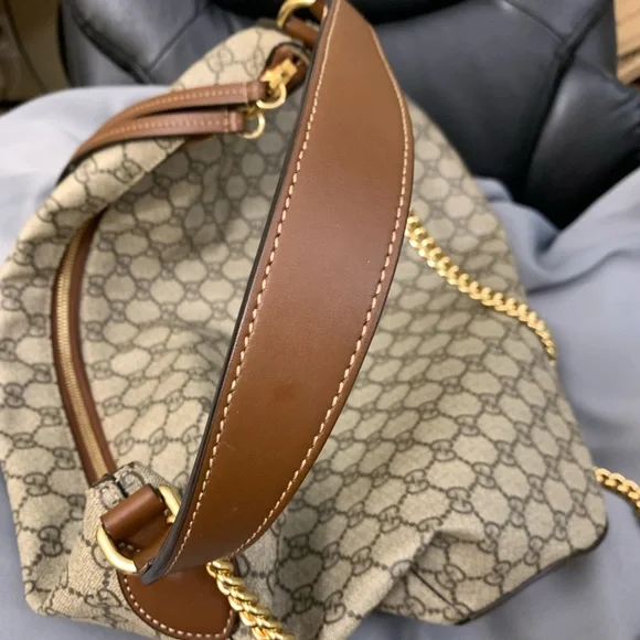 GG Supreme Monogram Large Linea A Hobo Light Brown - Picture 3 of 11